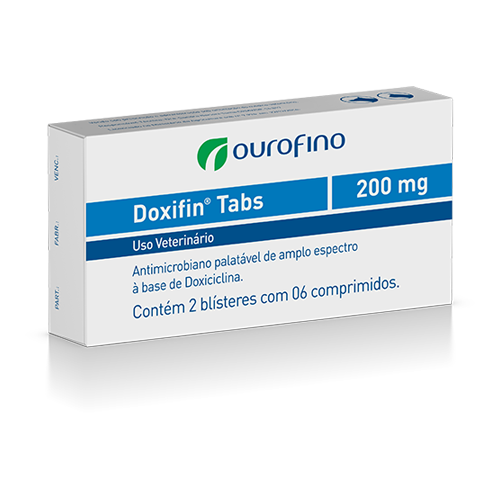 Doxifin® Tabs 200 mg<br>Cartridge containing 2 blisters with 6 or 7 tablets of 1000 mg each and display containing 10 blisters with 6 or 7 tablets each.